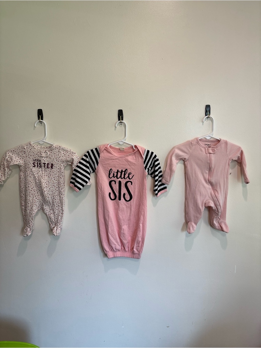 Newborn little sister bundle sleepers and gown sleep sack pink floral